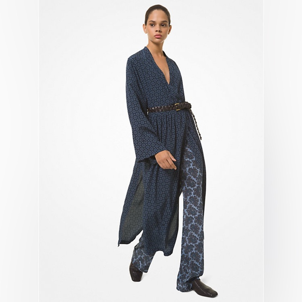 KIMONO Michael Kors Collection $2690 Runway Crepe De Chine Silk Long Dress 6-8